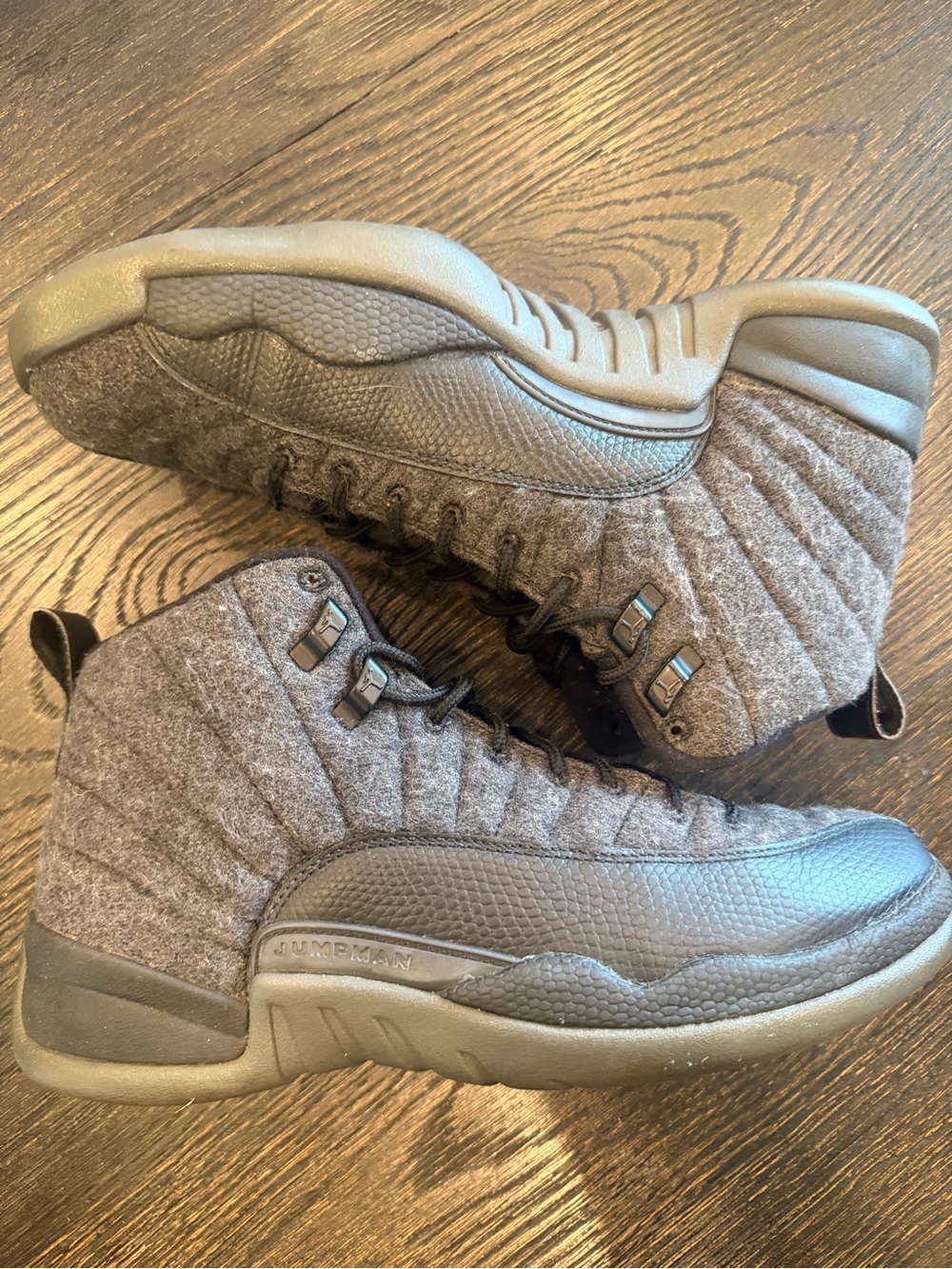 Air Jordan 12 Retro Wool BG Dark Grey Black Basketball Shoes size 9